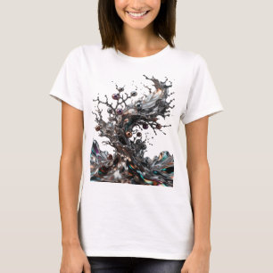 Camiseta Impressionante Estampa de ÁRVORE METÁLICA Prata