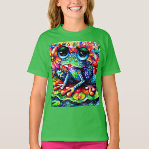 Camiseta Impressionante impressionista Sapo Floral Verde Az