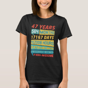 Camiseta Impressionante Vintage de 47 anos 47 anos Aniversá