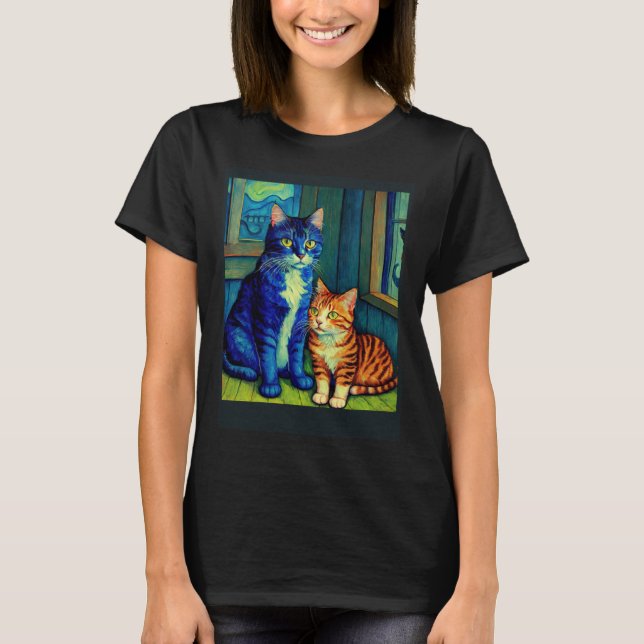 Camiseta Impressionismo Impressionista Surreal Gatos 8 (Frente)