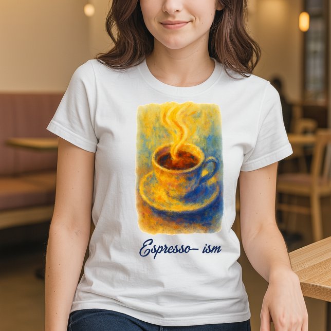 Camiseta Impressionismo - Pintura da Taça Espresso de Café (Criador carregado)