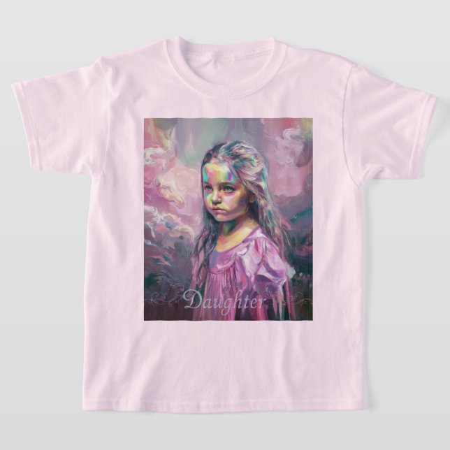 Camiseta Impressionista Filha Retrato Rosa T-Shirt (Postura )