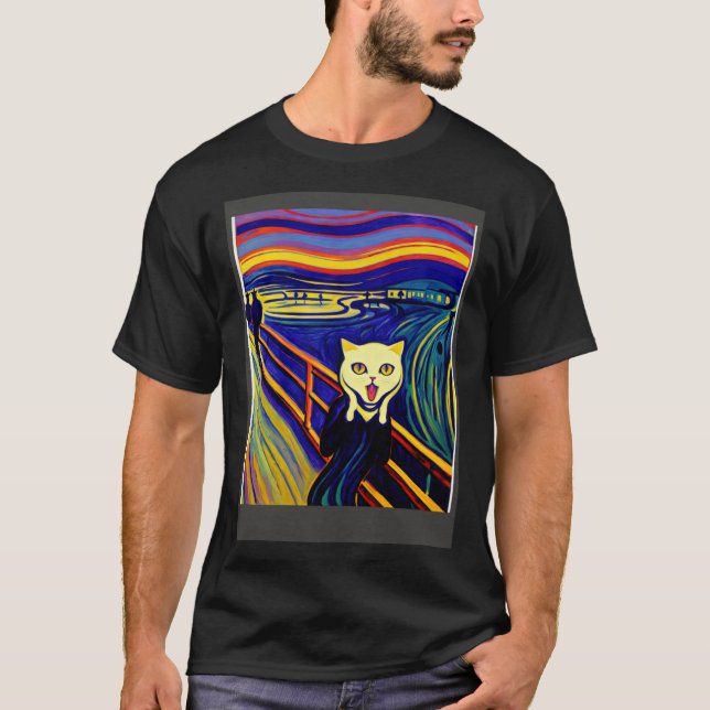 Camiseta Impressionistic  Cat Screaming Impressionism Cats (Frente)