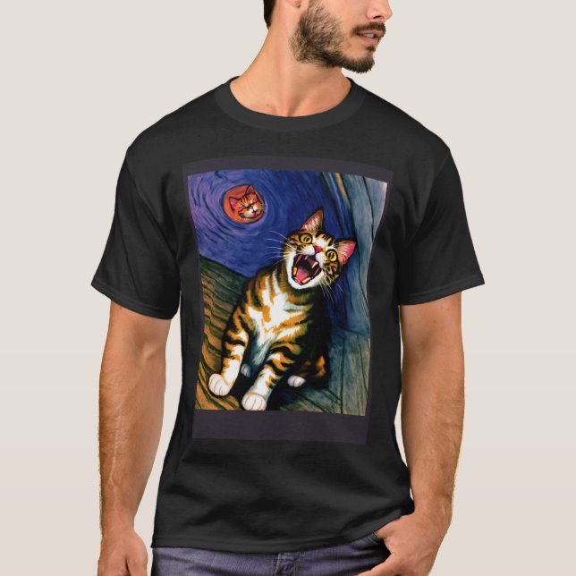 Camiseta Impressionistic  Cat Screaming Impressionism Cats  (Frente)