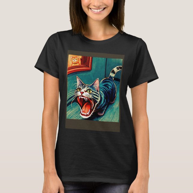 Camiseta Impressionistic  Cat Screaming Impressionism Cats  (Frente)