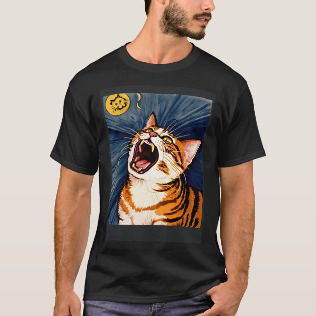 Camiseta Impressionistic  Cat Screaming Impressionism Cats  (Frente)