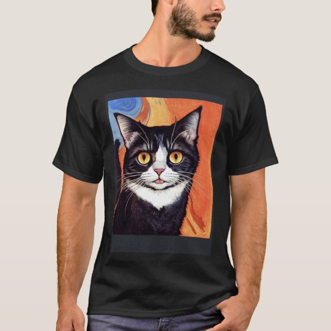 Camiseta Impressionistic  Cat Screaming Impressionism Cats  (Frente)