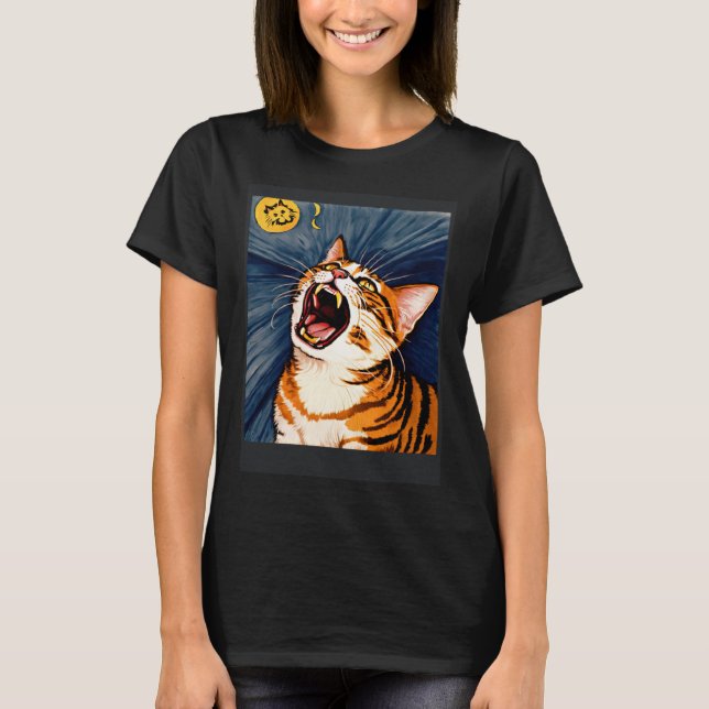 Camiseta Impressionistic  Cat Screaming Impressionism Cats  (Frente)