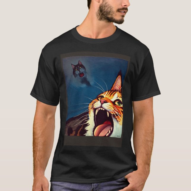Camiseta Impressionistic  Cat Screaming Impressionism Cats  (Frente)