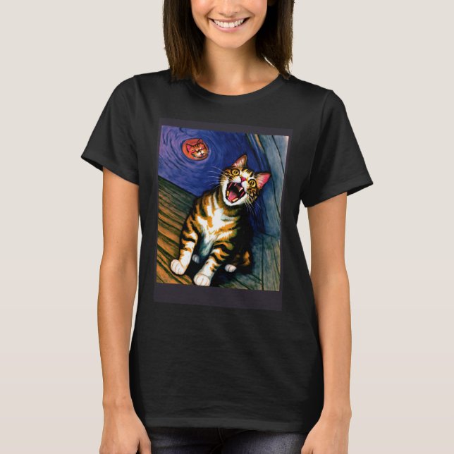 Camiseta Impressionistic  Cat Screaming Impressionism Cats  (Frente)