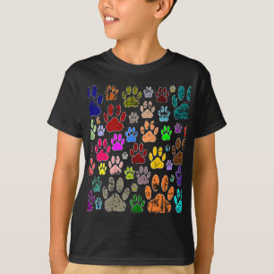 Camiseta Impressões coloridas de pata de cachorro