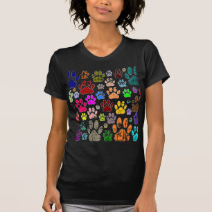 Camiseta Impressões coloridas de pata de cachorro