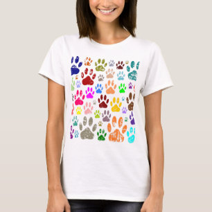 Camiseta Impressões coloridas de pata de cachorro