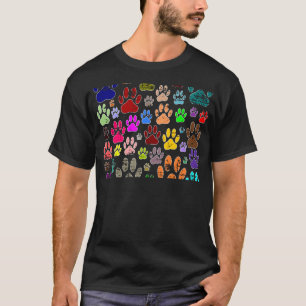 Camiseta Impressões coloridas de pata de cachorro