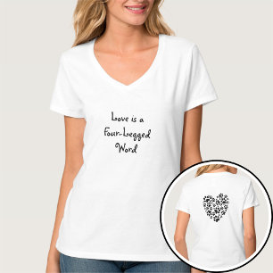 Camiseta Impressões de Pata de Cachorro e Gato Coração Dia