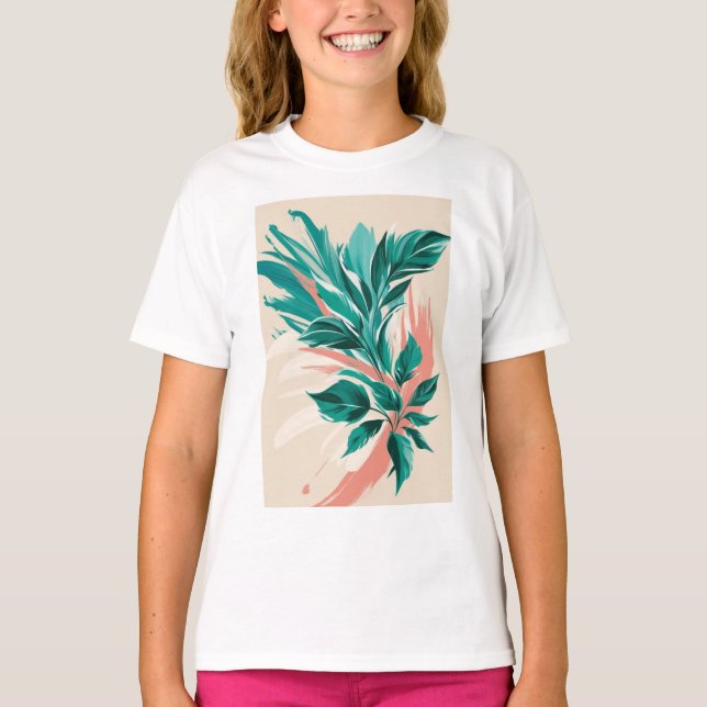 Camiseta Impressões florais de tamanho elevado (Frente)