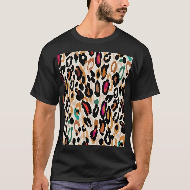 Camiseta Impressões nefastas vívidas de animais leopardo (Frente)