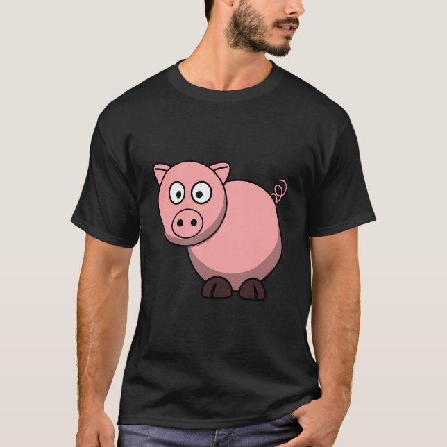 Camiseta Impressora de Cartoon Feliz Pig com Camisinha Bran (Frente)