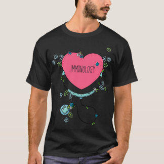Camiseta Imunologia Desenhada Mão Estetoscópio Amor Imuno B