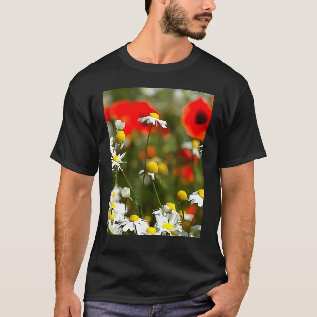 Camiseta In A Field of Poppies Be A Daisy Acrylic Painting  (Frente)