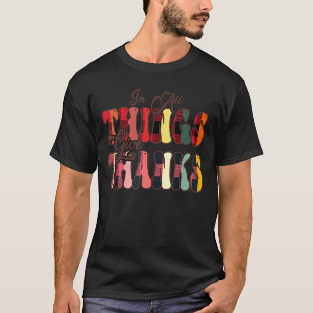 Camiseta In All Things Give Thanks Groovy Leopard Thanksgiv (Frente)