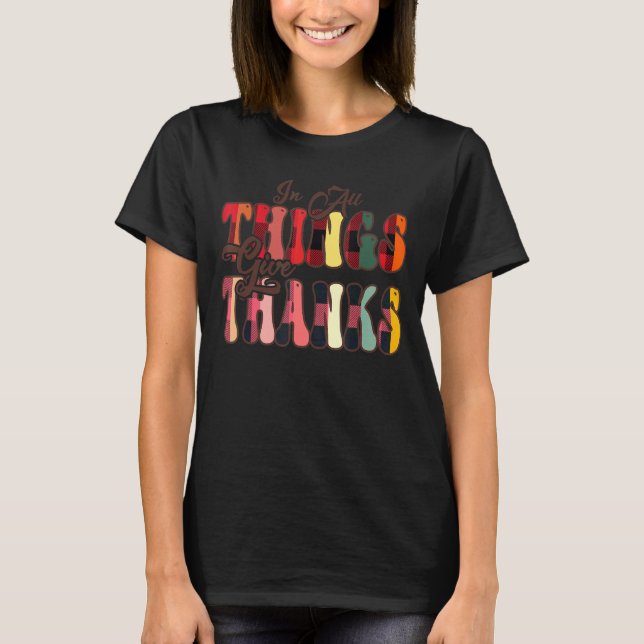 Camiseta In All Things Give Thanks Groovy Leopard Thanksgiv (Frente)