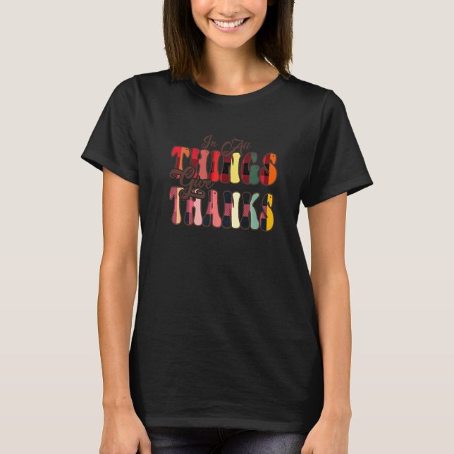Camiseta In All Things Give Thanks Groovy Leopard Thanksgiv (Frente)