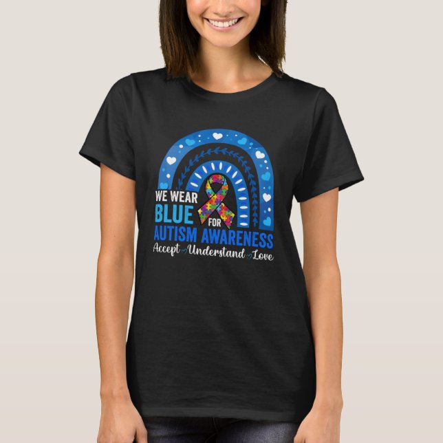 Camiseta In April We Wear Blue For Autism Awareness Women K (Frente)