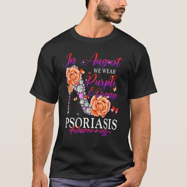 Camiseta In August We Wear Orange Purple Psoriasis Awarenes (Frente)