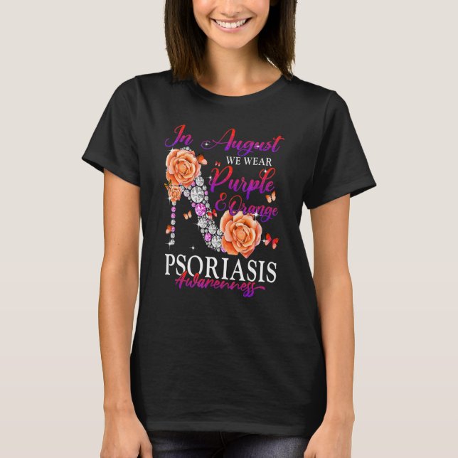 Camiseta In August We Wear Orange Purple Psoriasis Awarenes (Frente)