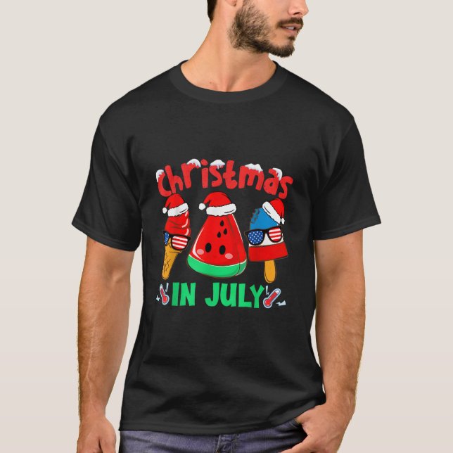 Camiseta In July Watermelon Ice Pops Santa (Frente)