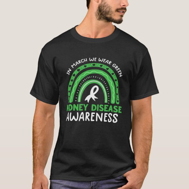 Camiseta In March We Wear Green Rainbow Kidney Disease Awar (Frente)