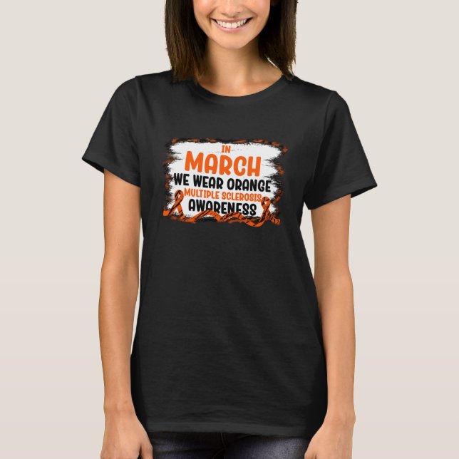 Camiseta In March We Wear Orange Ribbon Men Women MS Awaren (Frente)