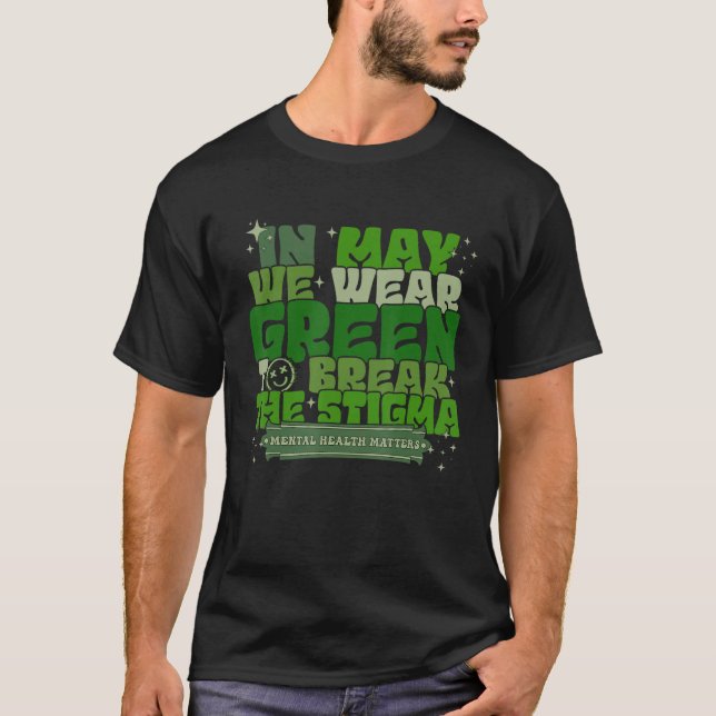 Camiseta In May We Wear Green To Break The Stigma Retro Wav (Frente)