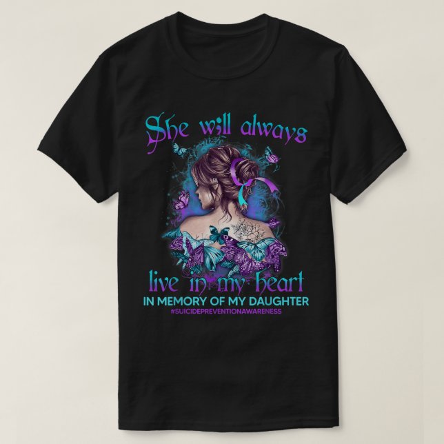 Camiseta In Memory Of My Daughter Suicide Prevention Awaren (Frente do Design)