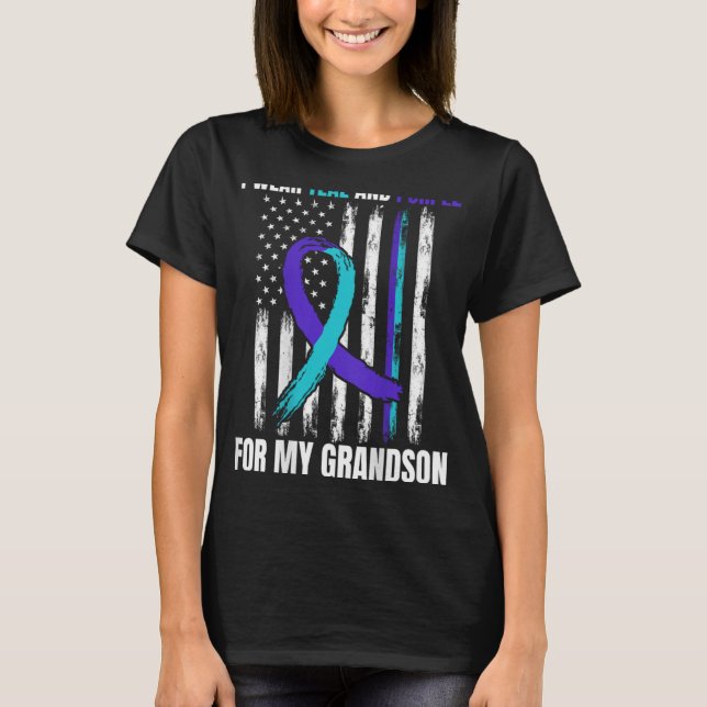 Camiseta In Memory Of My Grandson Suicide Awareness Flag Ba (Frente)