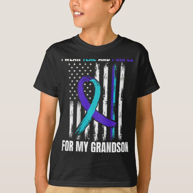 Camiseta In Memory Of My Grandson Suicide Awareness Flag Ck (Frente)