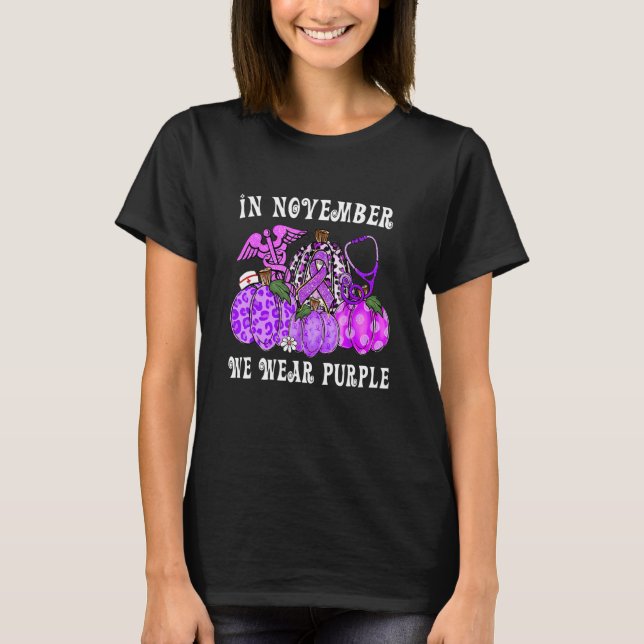 Camiseta In November Family We Wear Purple Pumpkin Epilepsy (Frente)