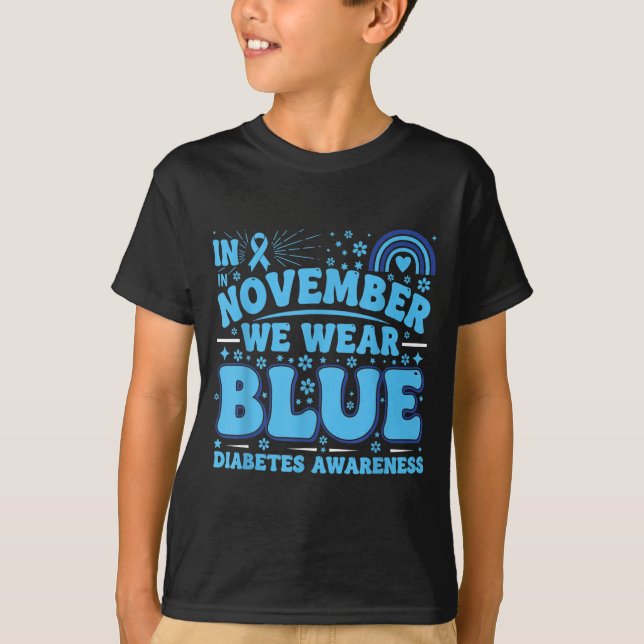 Camiseta In November We Wear Blue Diabetes Awareness Ribbon (Frente)