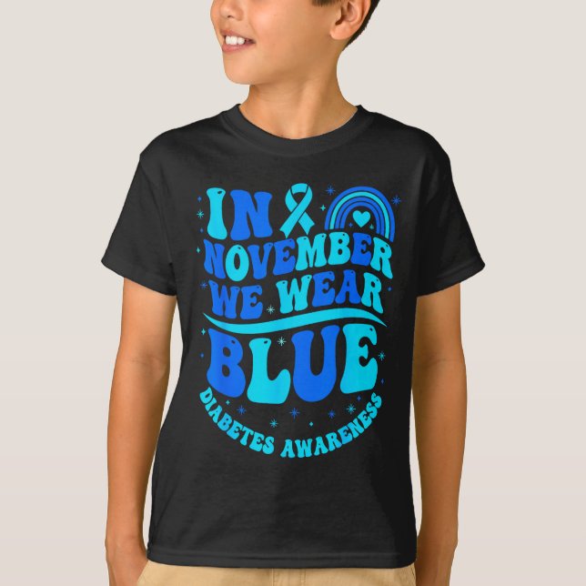 Camiseta In November We Wear Blue Diabetes Awareness Ribbon (Frente)
