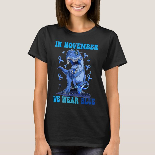 Camiseta In November We Wear Blue Dinosaur Diabetes Awarene (Frente)