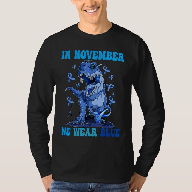 Camiseta In November We Wear Blue Dinosaur Diabetes Awarene (Frente)