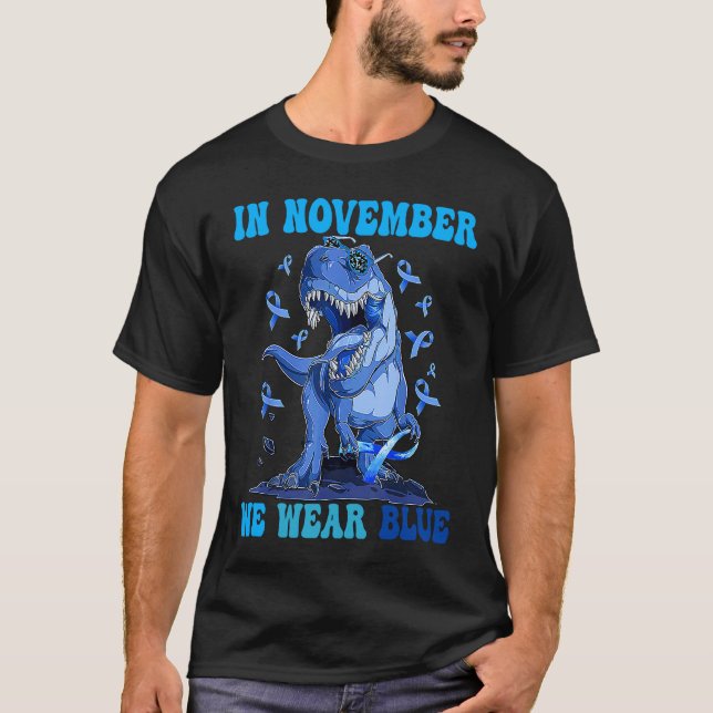 Camiseta In November We Wear Blue Dinosaur Diabetes Awarene (Frente)