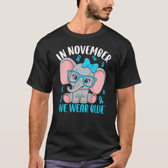 Camiseta In November We Wear Blue Elephant Diabete Awarenes (Frente)