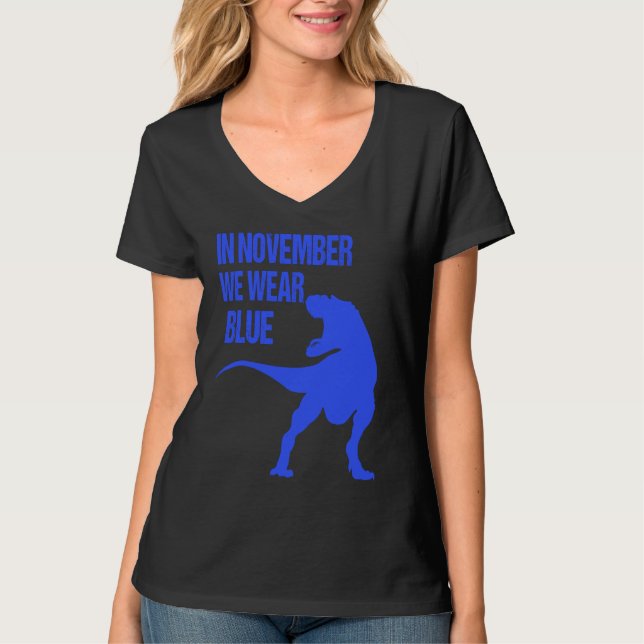 Camiseta In November We Wear Blue Rex Dinosaur Diabetes Awa (Frente)