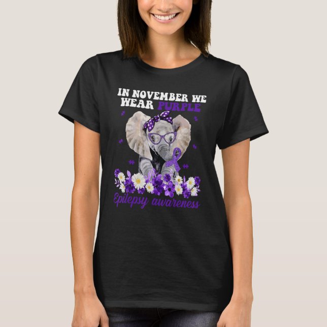 Camiseta In November We Wear Purple Elephant Epilepsy Aware (Frente)