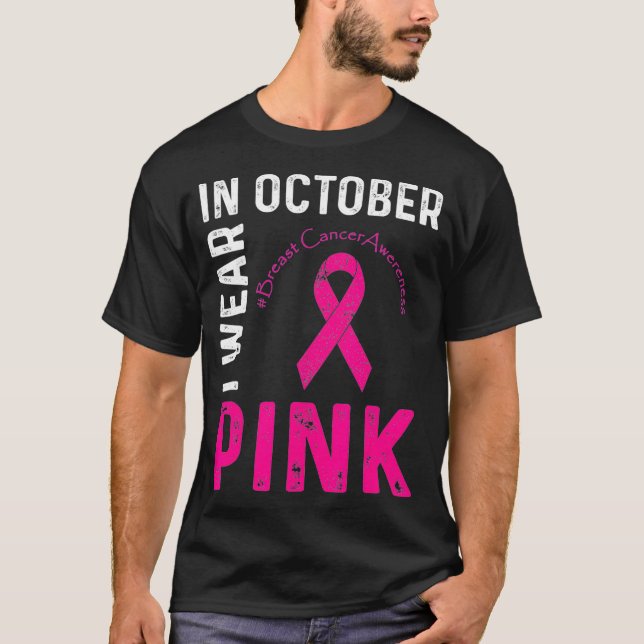 Camiseta In October I Wear Pink Breast Cancer Awareness Rib (Frente)