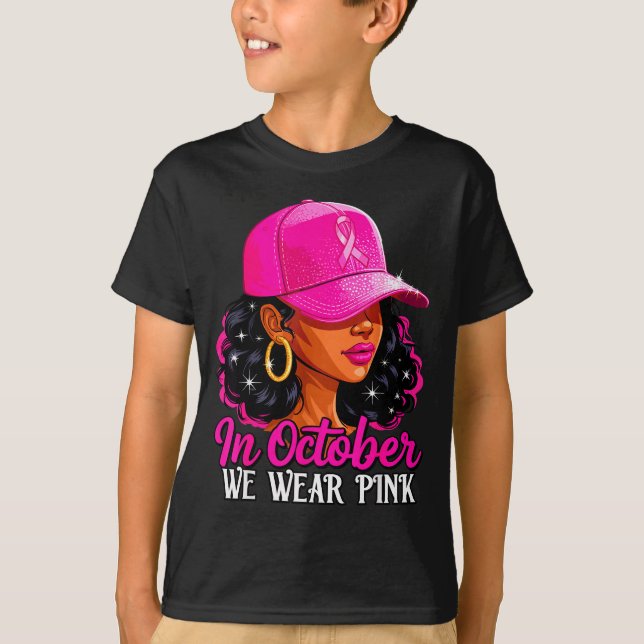Camiseta In October We Wear Nk Black Women Breast Cancer Aw (Frente)