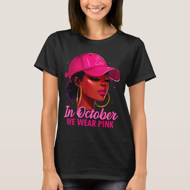 Camiseta In October We Wear Nk Black Women Breast Cancer Aw (Frente)