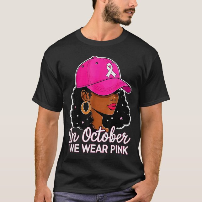 Camiseta In October We Wear Nk Black Women Breast Cancer Aw (Frente)